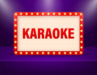 Klasik karaoke retro, her amaçla harika tasarım. Vintage vektör posteri, afiş.