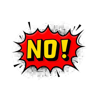 Hayır, klasik tarzda. Çizgi film tarzı vektör. Pop sanat. Vektör metni. Vay canına..
