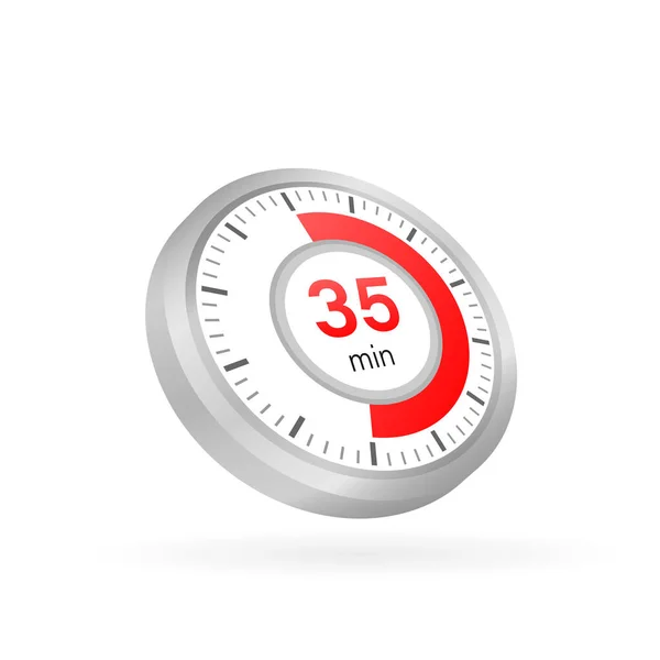 Les 35 minutes, icône vectorielle chronomètre. Icône chronomètre en style plat sur fond blanc. Illustration vectorielle. — Image vectorielle