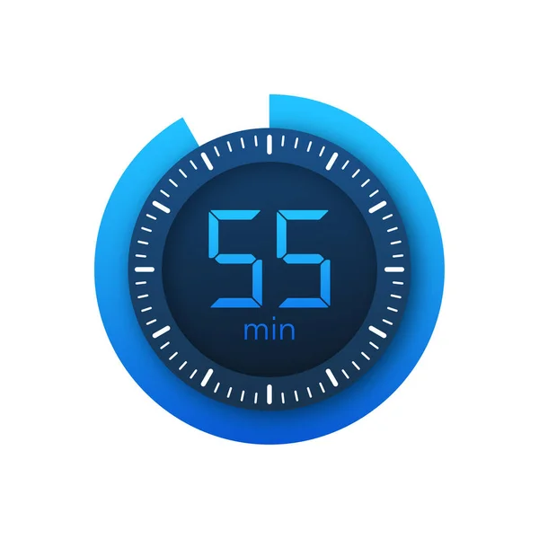 Les 55 minutes, icône vectorielle chronomètre. Icône chronomètre en style plat sur fond blanc. Illustration vectorielle. — Image vectorielle