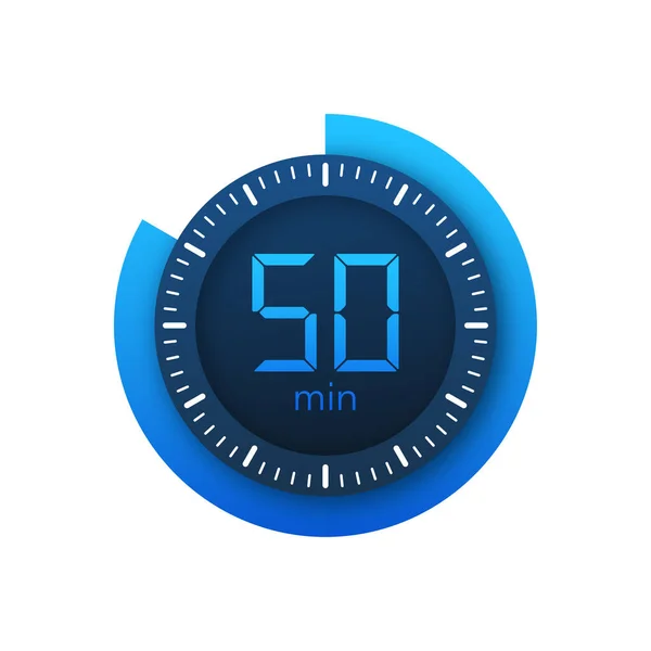 Die 50 Minuten, Stoppuhr-Vektor-Symbol. Stoppuhr-Symbol im flachen Stil auf weißem Hintergrund. Vektoraktiendarstellung. — Stockvektor