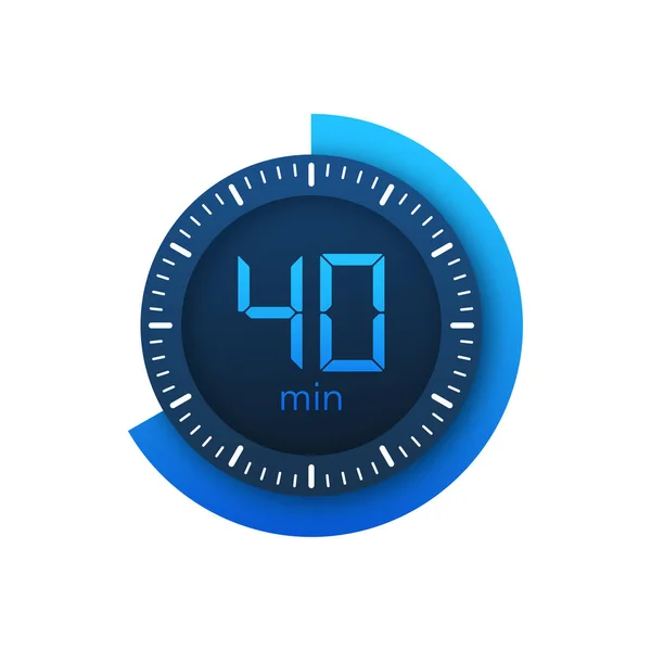 Les 40 minutes, icône vectorielle chronomètre. Icône chronomètre en style plat sur fond blanc. Illustration vectorielle. — Image vectorielle