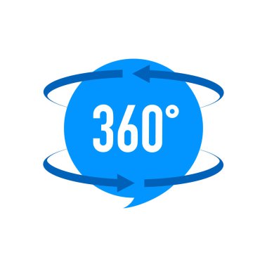 Beyaz arkaplanda 360 derece görünüm simgesi.