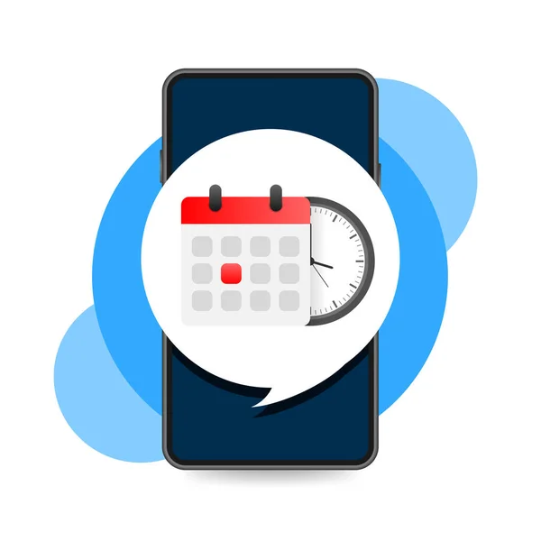 Illustration for concept design. Planner design. Clock icon vector. Time icon vector. Smartphone calendar. — Stock Vector