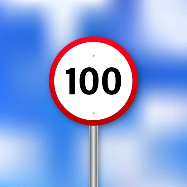 Amerykański znak 100 prędkość graniczna. Izolowana ilustracja wektora. Ilustracja miasta. Znak wektora. — Wektor stockowy