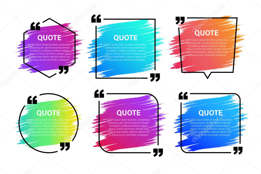 Trendy block quote modern design elements. Creative quote and comment text frame template.