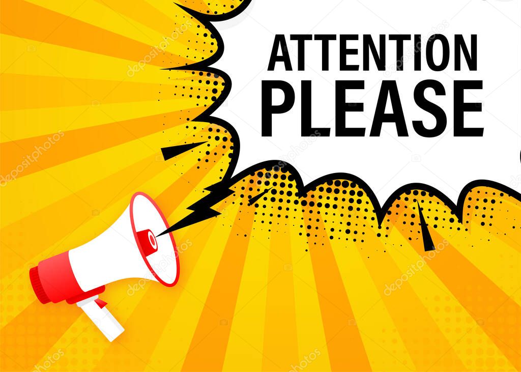 Attention please concept vector illustration of important announcement.