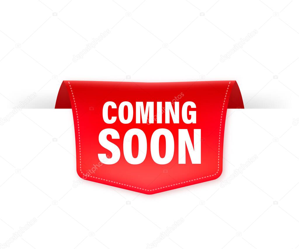 Coming soon ribbon isolated on white background. Vector illustration.