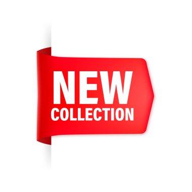 Promosyon tasarımı için beyaz arka planda kırmızı koleksiyon iş kurdelesi ile modern 3D iş şablonu. Modern tasarım. Vektör illüstrasyonu.