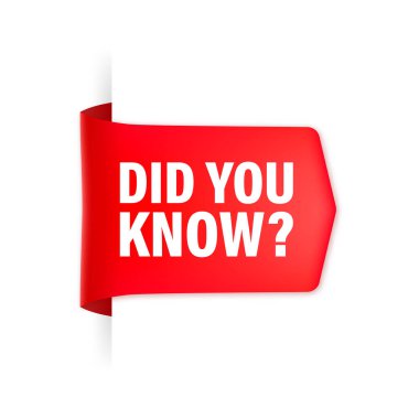 Beyaz arka planda 3 boyutlu kırmızı kurdele olduğunu biliyor muydun? Vektör illüstrasyonu.