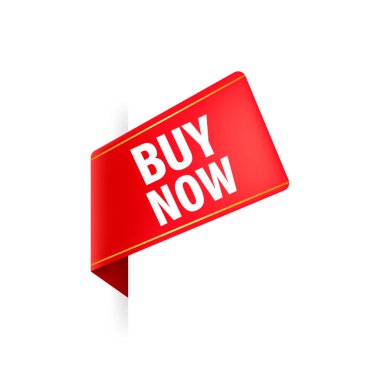 Red Buy artık siyah arka planda şerit oluşturuyor. Teklif etiketi al. Vektör arkaplanı. Vektör tasarım pankartı.