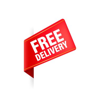 Beyaz arka planda ücretsiz kırmızı kurdele. Logo vektörü. İzole vektör.