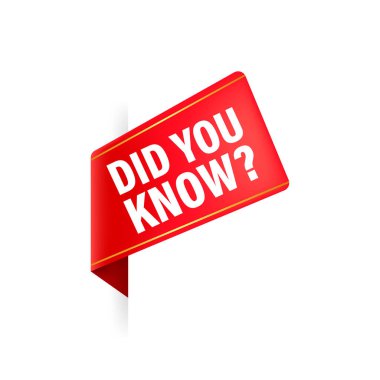 Beyaz arka planda 3 boyutlu kırmızı kurdele olduğunu biliyor muydun? Vektör illüstrasyonu.