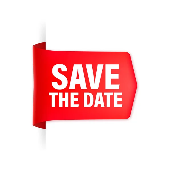 Veri kırmızı kurdelesini beyaz arkaplana 3B biçiminde kaydet. Vektör illüstrasyonu.