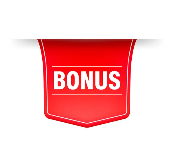 BONUS. Realistic red ribbon. Product advertising. Web design. Vector illustration. — Stock Vector