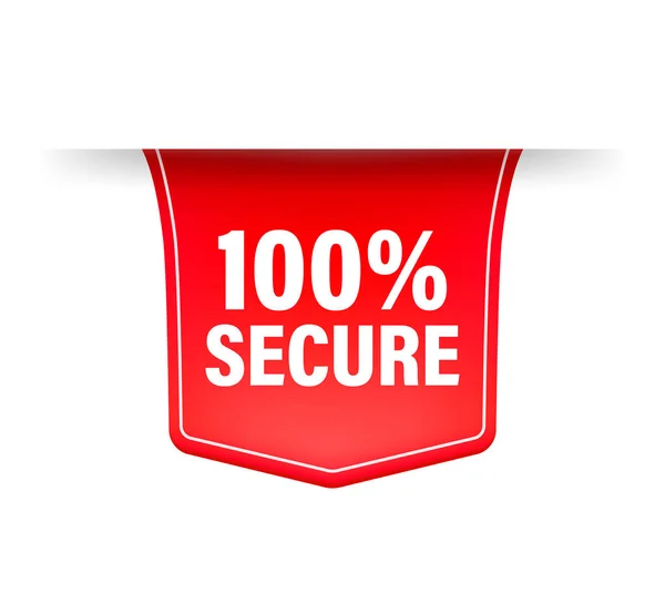 컨셉트 디자인을 위한 빨강 100 보안 리본이 있는 아이콘. 사업 개념. 데이터 보호. — 스톡 벡터