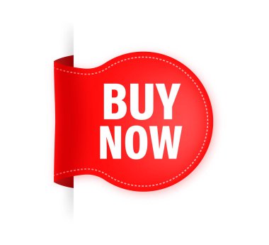Red Buy artık siyah arka planda şerit oluşturuyor. Teklif etiketi al. Vektör arkaplanı. Vektör tasarım pankartı.