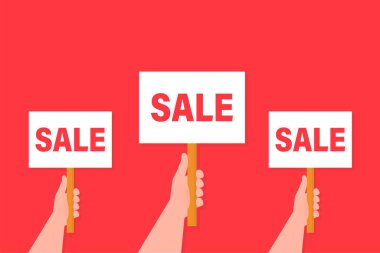 İndirimli pankart el, her amaçla harika tasarım. Arkaplan vektör çizimi. Web tasarımı.