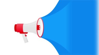 Hoparlör. 6 gün kala megafon. İş, pazarlama ve reklam afişi. Hareket grafikleri.