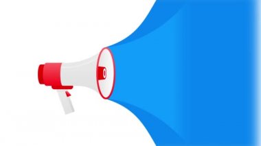 Hoparlör. Bir gün kala megafon çalıyor. İş, pazarlama ve reklam afişi. Hareket grafikleri.