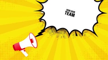 Takımımızın megafon sarı pankartına 3 boyutlu olarak katılın. Hareket grafikleri.