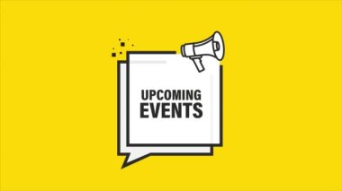 Yaklaşan etkinlikler için düz stil posterli megafon. Hareket grafikleri.