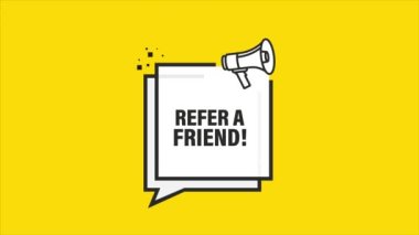 Bir arkadaşla megafon. Düz stil bir poster. Hareket grafikleri.