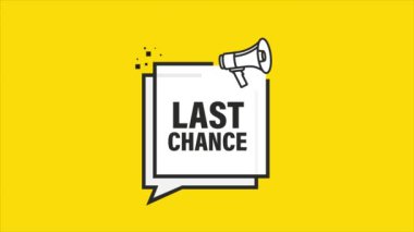 Sarı megafon pankartı son şansın. Hareket grafikleri.