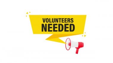 Gönüllülerle dolu megafon düz stil posterlere ihtiyaç duyardı. Hareket grafikleri.