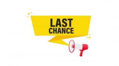 Sarı megafon pankartı son şansın. Hareket grafikleri.