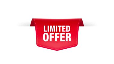 Klasik tarzda kırmızı limitli teklif. Çıkartma tasarımı. İndirim, indirim, özel teklif konsepti. Hareket grafikleri.