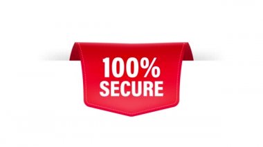 Kavram tasarımı için kırmızı 100 güvenli kurdeleli ikon. İş konsepti. Veri koruması. Hareket grafikleri.