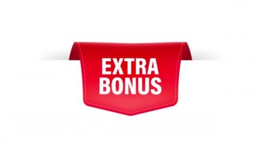 Fazladan ikramiye. Gerçekçi kırmızı kurdele. Ürün reklamı. Web tasarımı. Hareket grafikleri.