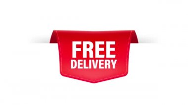 Beyaz arka planda ücretsiz kırmızı kurdele. Hareket grafikleri.