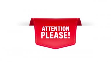 Lütfen dikkat, önemli bir duyuru illüstrasyonu. Hareket grafikleri.