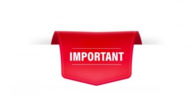 Beyaz arka planda 3 boyutlu önemli kırmızı pankart. Hareket grafikleri.