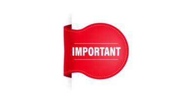 Beyaz arka planda 3 boyutlu önemli kırmızı pankart. Hareket grafikleri.