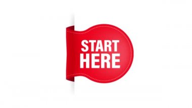 Beyaz zemin üzerinde düz bir şekilde kırmızı kurdele ile başla. Hareket grafikleri.