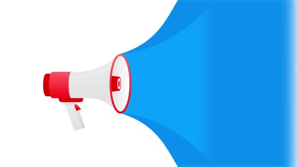 We are hiring megaphone blue banner in 3D style on white background. Motion graphics. — Stock Video