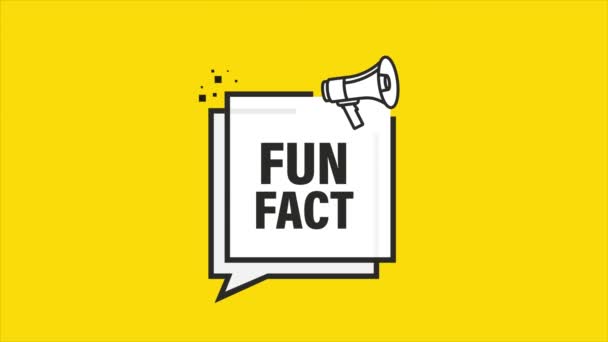 Fun fact feedback megaphone yellow banner in 3D style. Motion graphics. — Stock Video