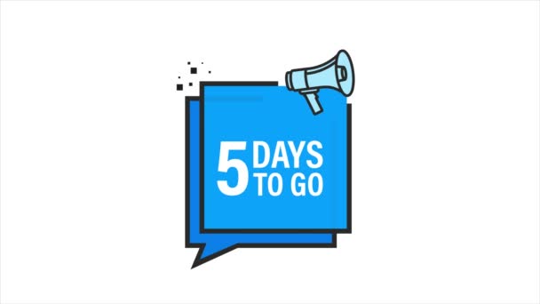 Loudspeaker. Megaphone with 5 days to go. Banner for business, marketing and advertising. — Stock Video