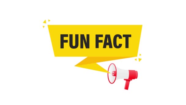 Fun fact feedback megaphone κίτρινο πανό σε 3D στυλ σε λευκό φόντο. Γραφικά κίνησης. — Αρχείο Βίντεο