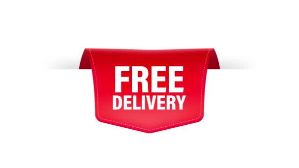 Free delivery red ribbon on white background. Motion graphics. — Stock Video