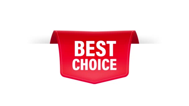 Red ribbon. Best choice guaranteed label. Motion graphics. — Stock Video