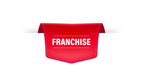 Rotes Franchise-Label für Marketing-Werbedesign. Bewegungsgrafik. — Stockvideo