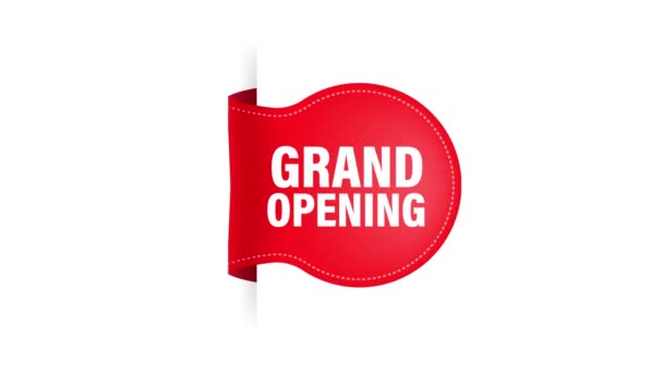 Grand opening red ribbon in 3D style on white background. Motion graphics. — Stock Video