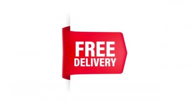 Beyaz arka planda ücretsiz kırmızı kurdele. Hareket grafikleri.