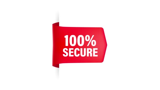 Icon mit rotem 100 Secure Ribbon für Konzeptdesign. Geschäftskonzept. Bewegungsgrafik.
