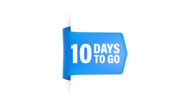 10 Days to go poster in flat style. Motion graphics for time managment. — Stock Video