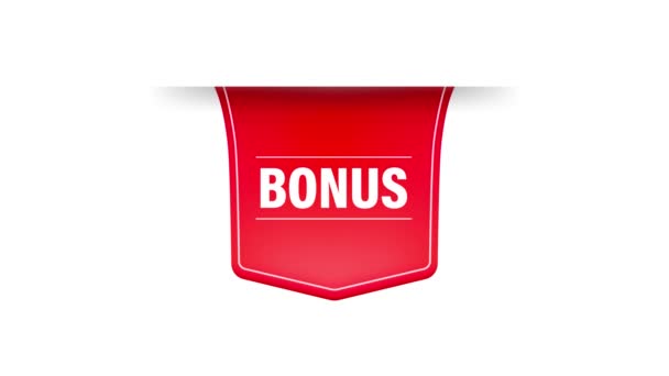 BONUS. Nastro rosso realistico. Pubblicità dei prodotti. Web design. Grafica del movimento. — Video Stock